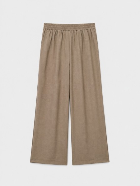 Wide-leg trousers with elastic waistband