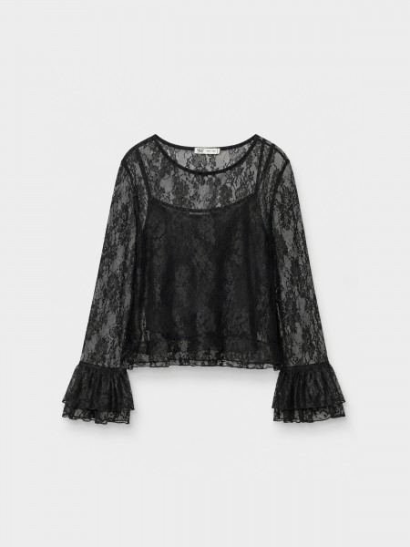 Lace top with ruffles