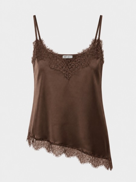 Satin top with lace