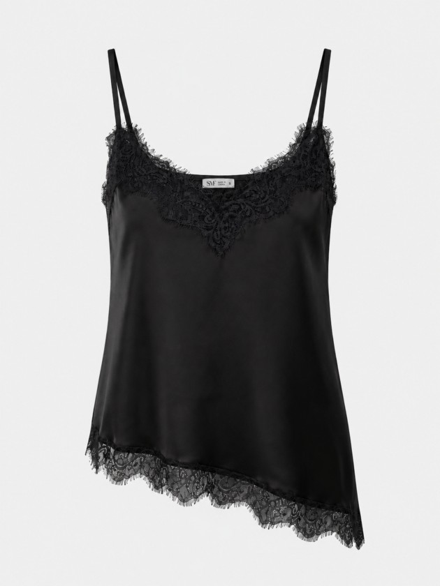 Satin top with lace