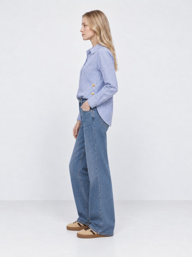 Chemise rayée à boutons métalliques Chemise rayée à boutons métalliques
