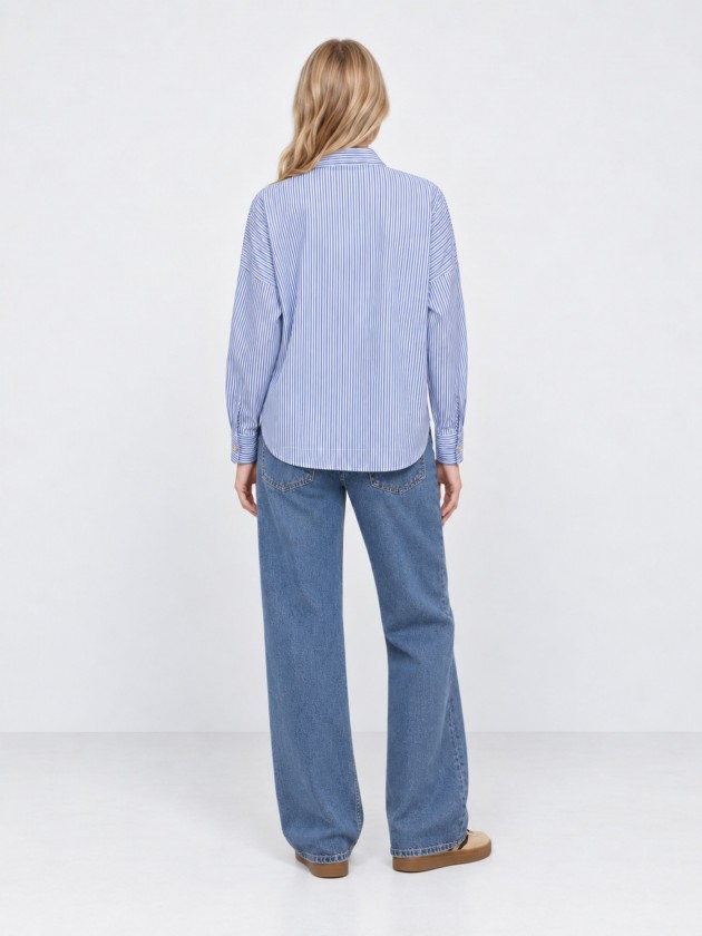 Chemise rayée à boutons métalliques Chemise rayée à boutons métalliques