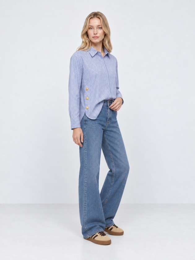 Chemise rayée à boutons métalliques Chemise rayée à boutons métalliques