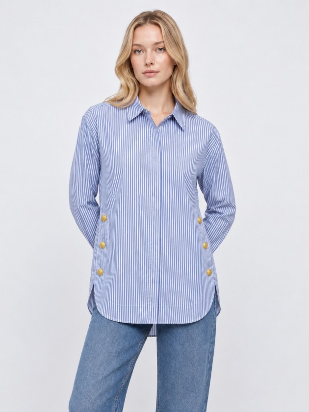 Chemise rayée à boutons métalliques Chemise rayée à boutons métalliques
