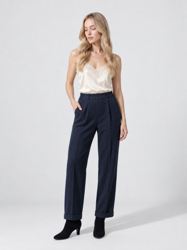 Tapered trousers with pleats Tapered trousers with pleats