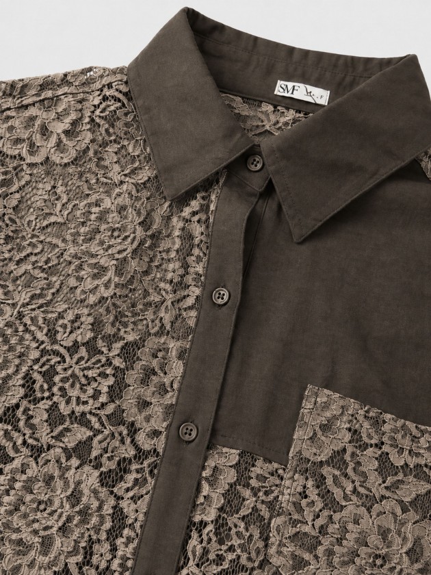 Camisa combinada com renda