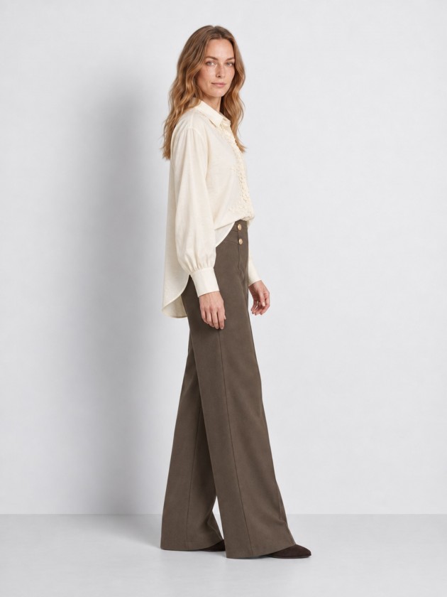 Wide-leg trousers with buttons