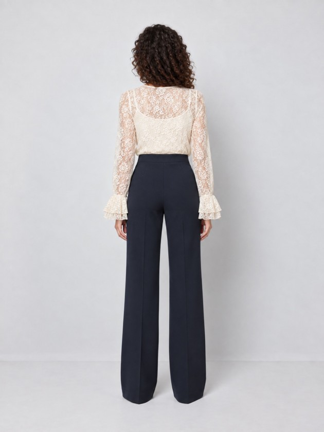 Wide-leg trousers with buttons