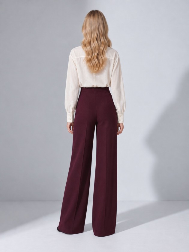 Wide-leg trousers with buttons