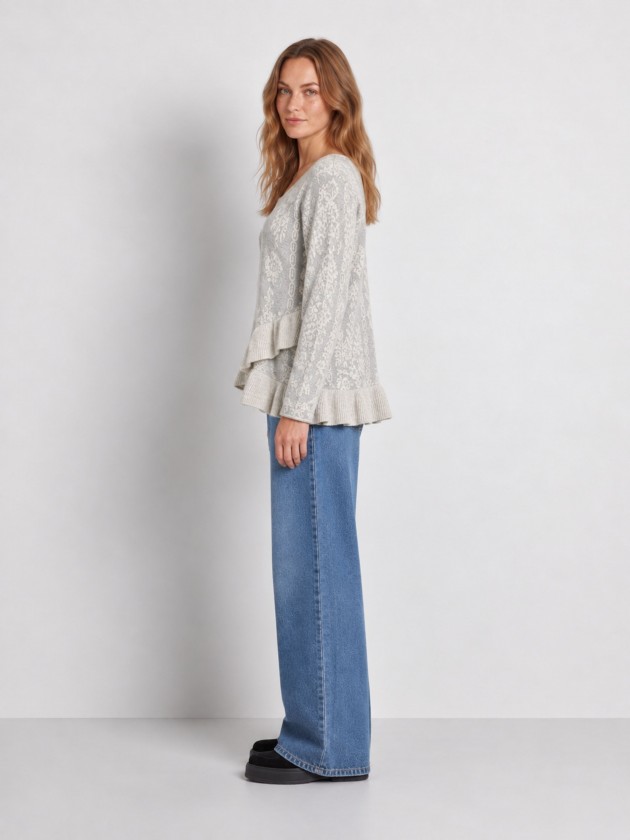 Camisola de malha com folhos