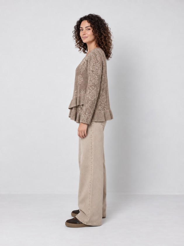 Camisola de malha com folhos Camisola de malha com folhos