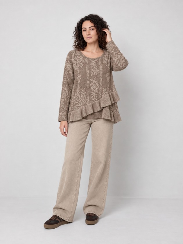 Camisola de malha com folhos Camisola de malha com folhos