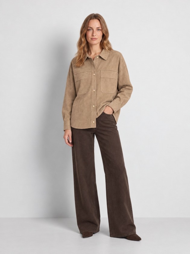 Suede-effect overshirt