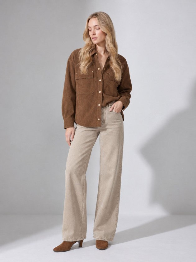 Suede-effect overshirt