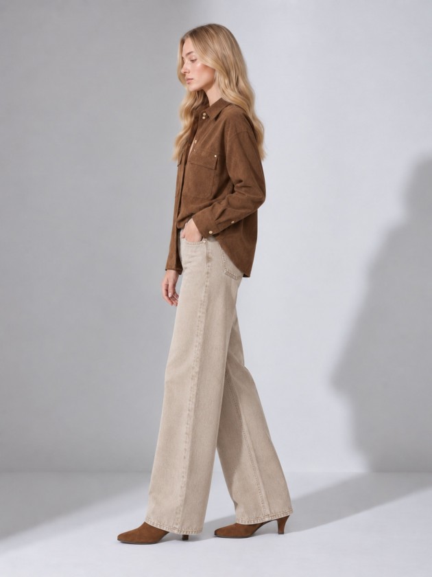 Suede-effect overshirt