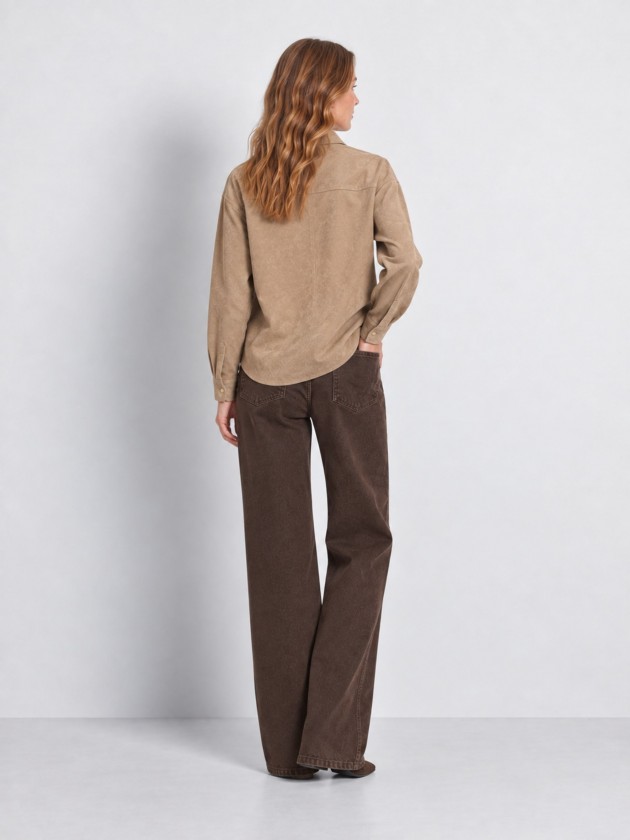Suede-effect overshirt