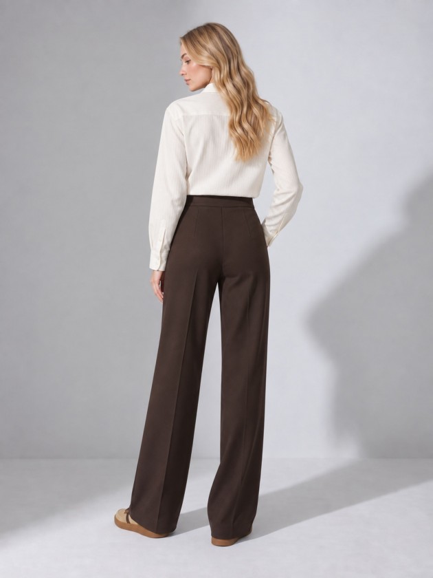 Trousers with metal buttons