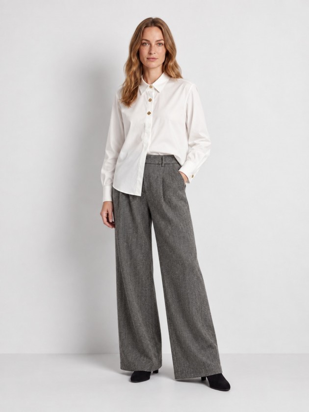 Shirt with metal buttons