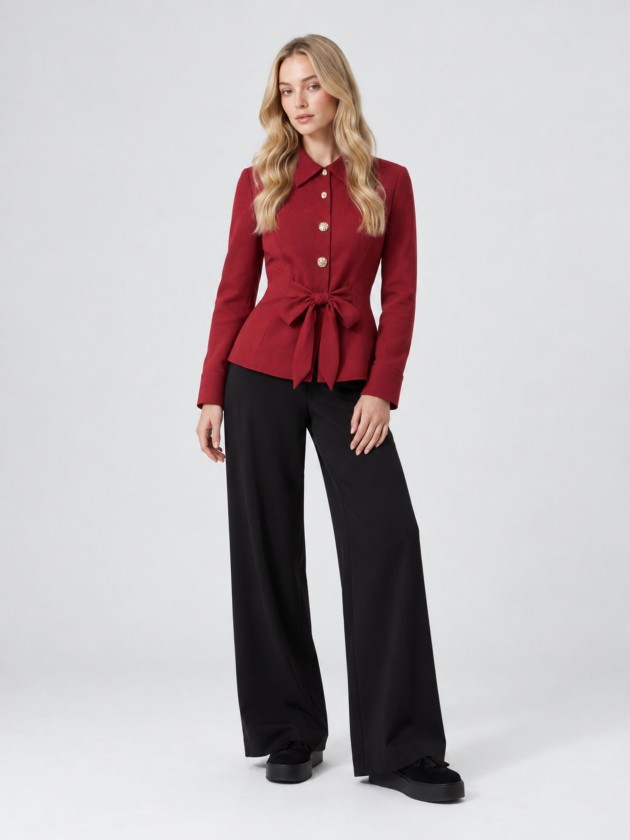 Shirt with a tie and belt