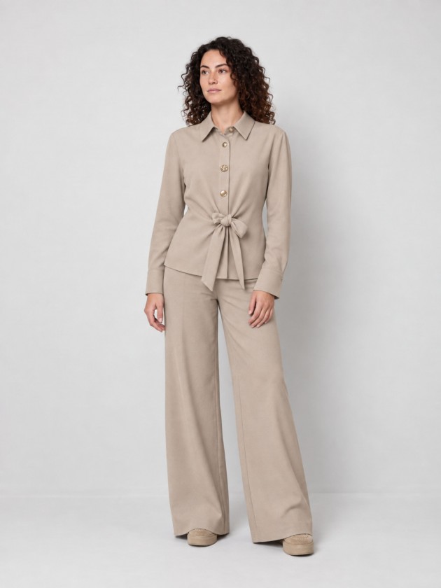 Shirt with a tie and belt Shirt with a tie and belt
