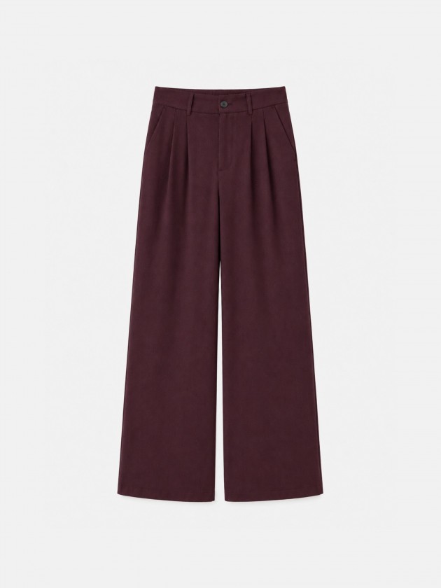 Wide leg pleated trousers