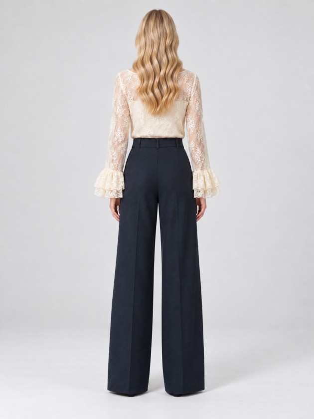 Wide leg pleated trousers