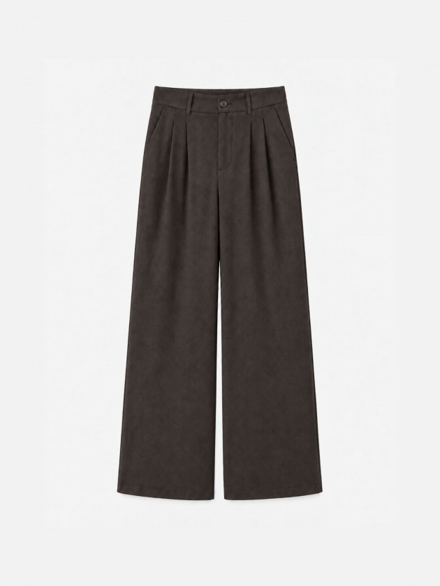 Wide leg pleated trousers