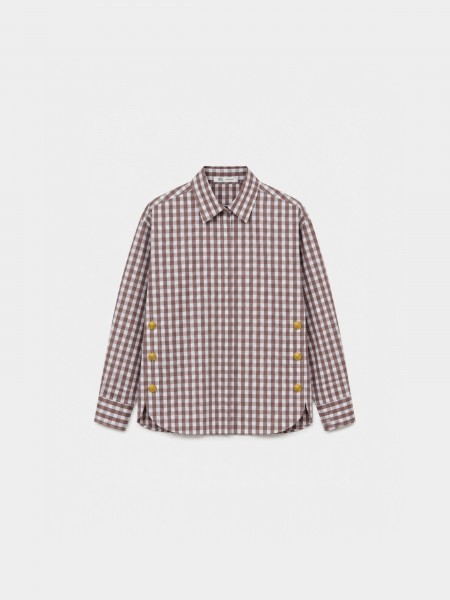 Striped shirt with metal buttons