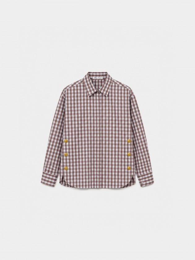 Camisa às riscas com botões metálicos Camisa às riscas com botões metálicos