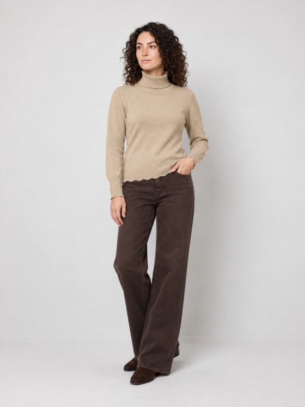 Camisola de malha com gola alta