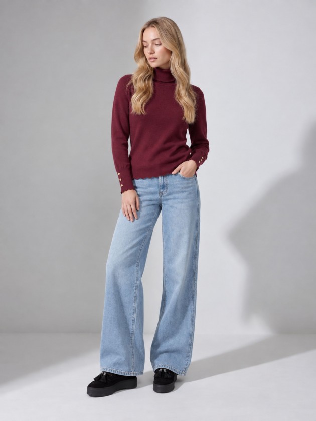 Camisola de malha com gola alta
