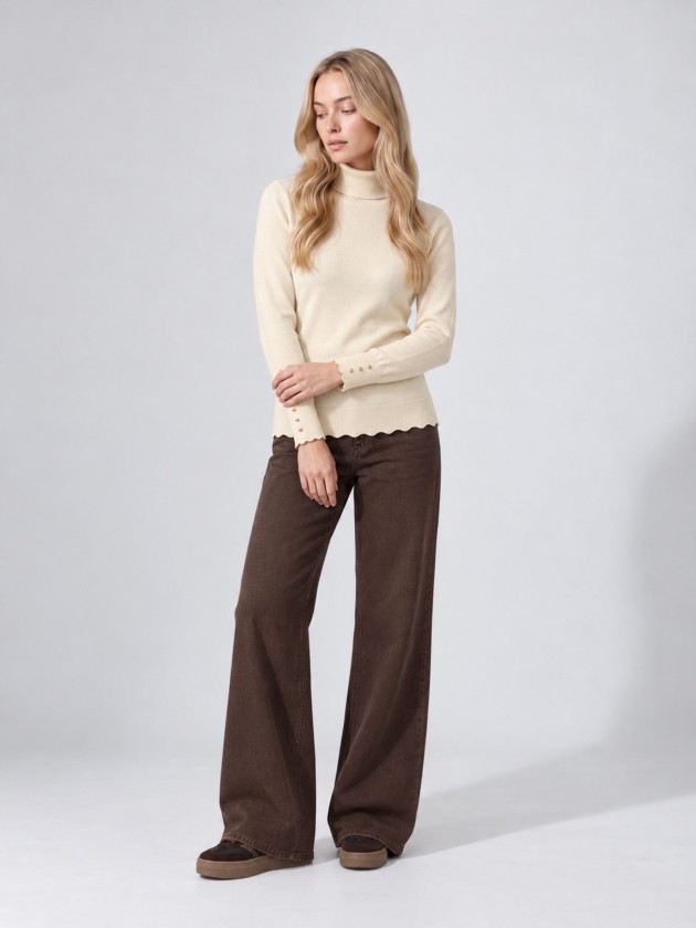 Camisola de malha com gola alta