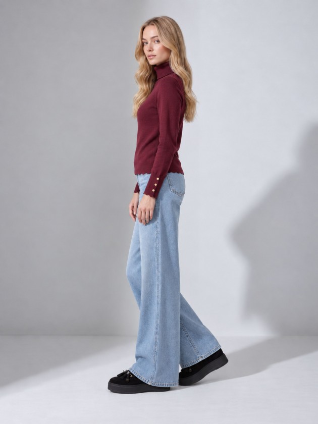 Camisola de malha com gola alta