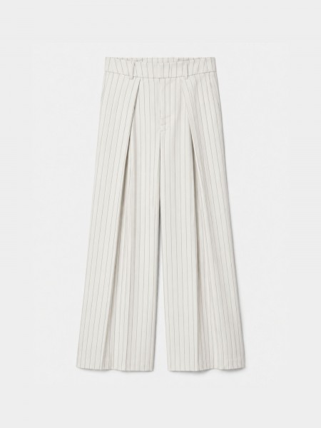 Wide-leg striped trousers