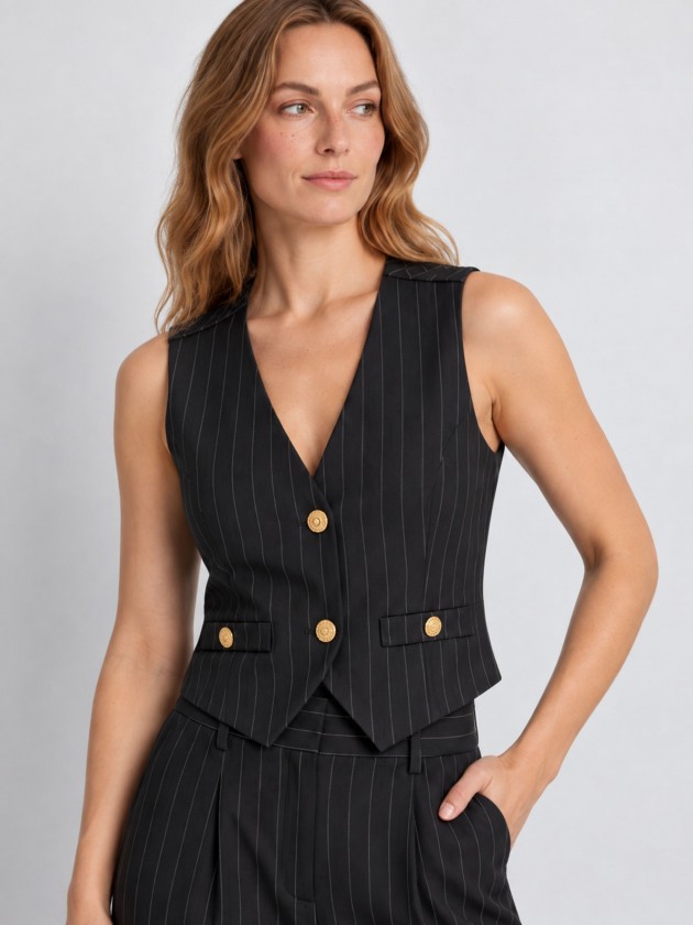 Striped vest with gold buttons Striped vest with gold buttons