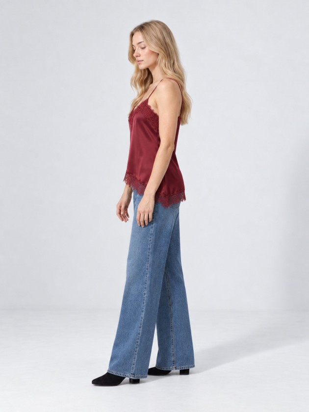Satin top with lace