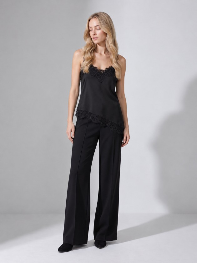 Satin top with lace