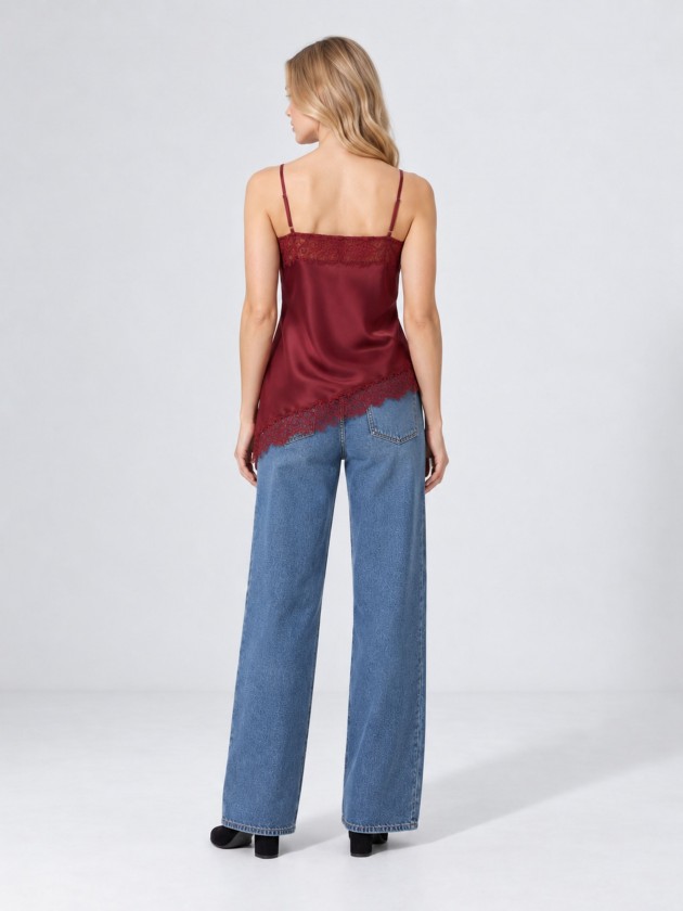 Satin top with lace