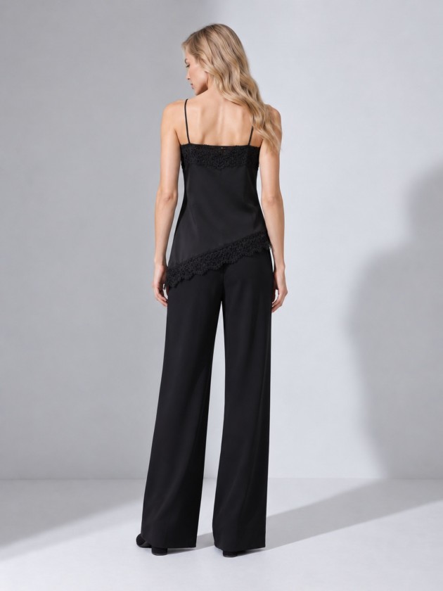 Satin top with lace