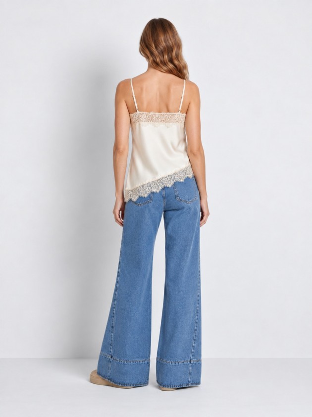 Satin top with lace