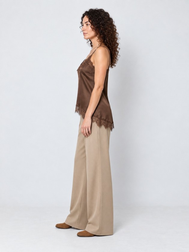 Satin top with lace
