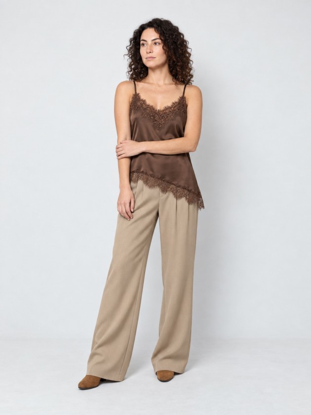 Satin top with lace