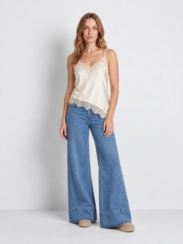 Satin top with lace