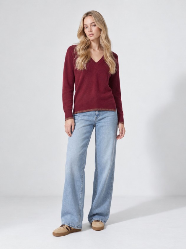 Knitted sweater with a v-neck Knitted sweater with a v-neck