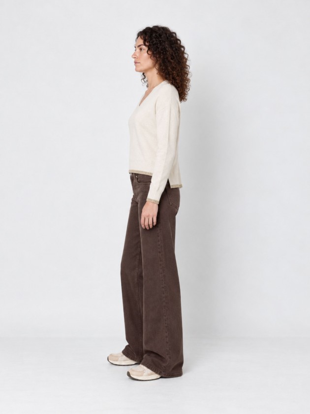 Knitted sweater with a v-neck