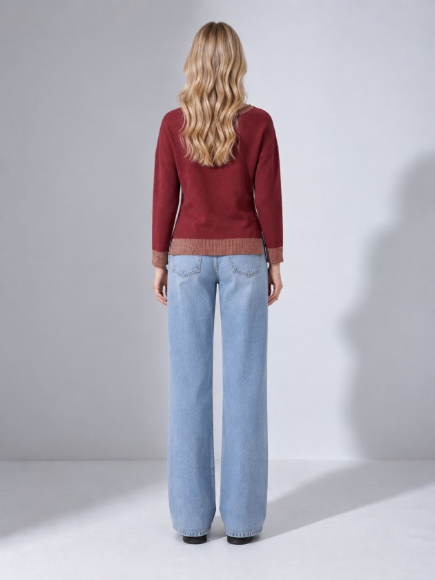 Knitted sweater with a v-neck