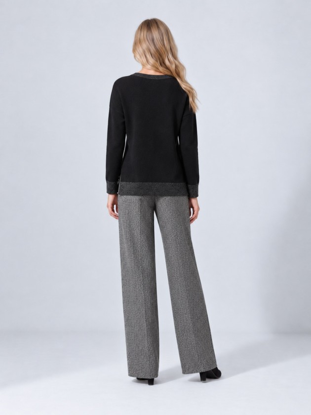 Knitted sweater with a v-neck