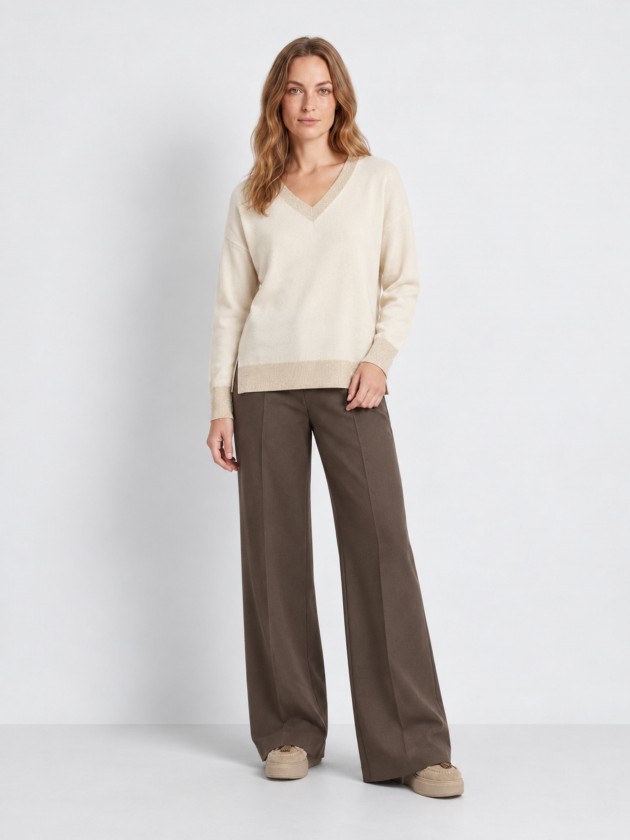 Knitted sweater with a v-neck Knitted sweater with a v-neck