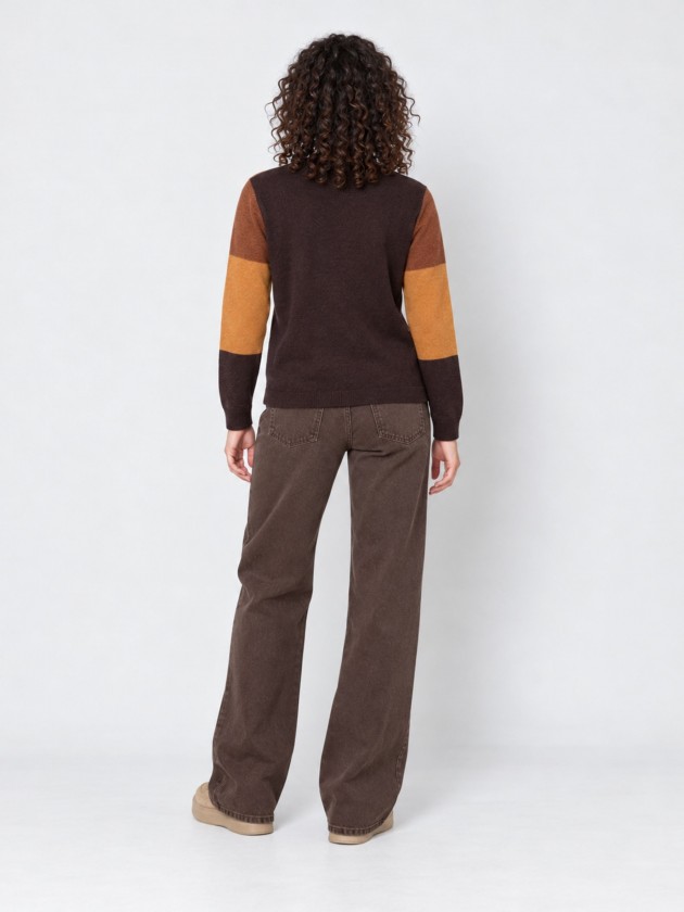 Camisola de malha com blocos de cor