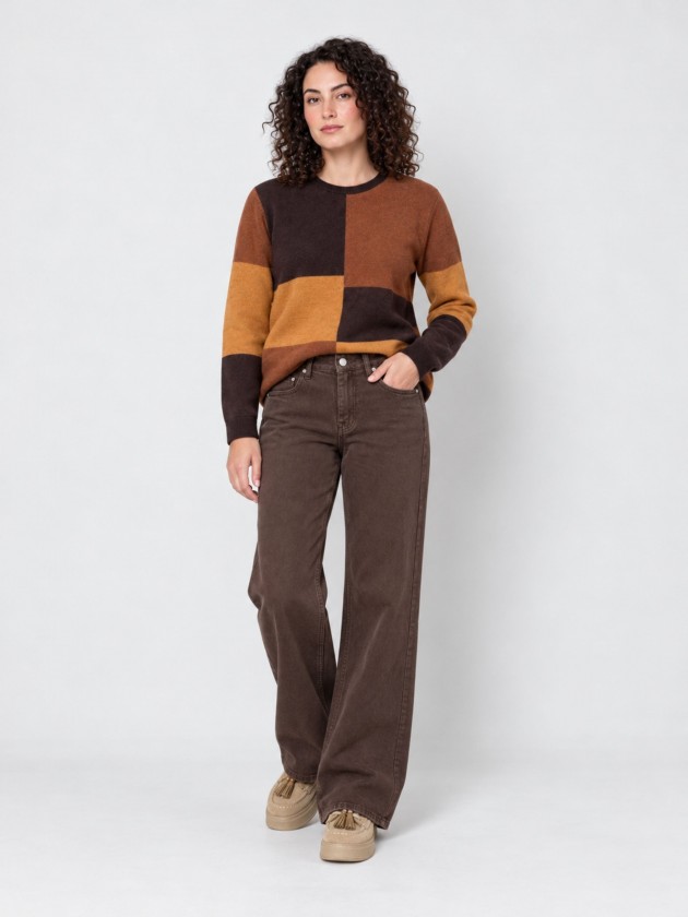 Camisola de malha com blocos de cor